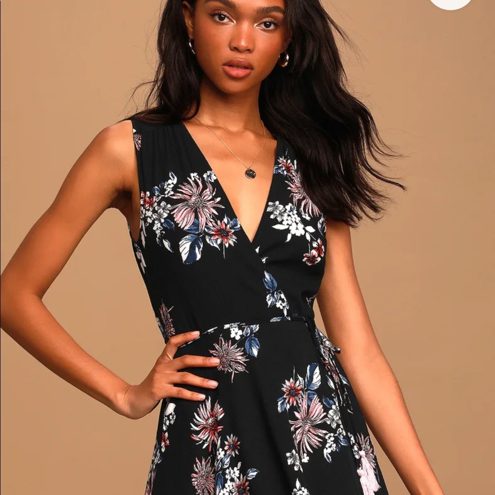 NWT midnight flower black floral print dress
